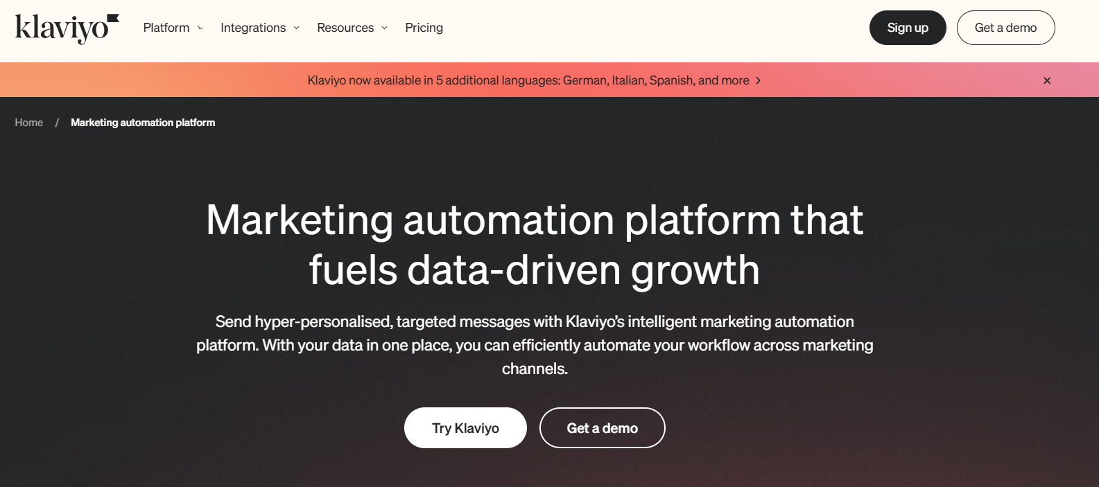 Klaviyo homepage picture